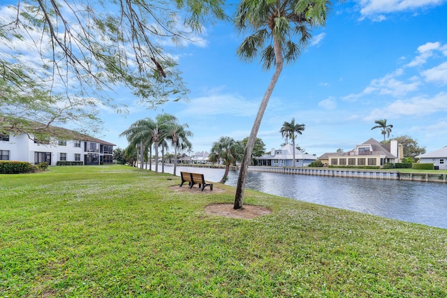 view of yard featuring a water view