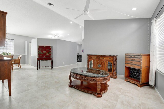 office space with washer / dryer, built in desk, and a high ceiling