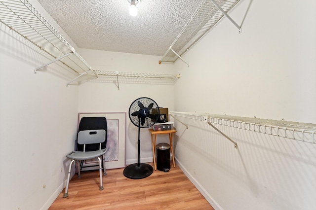 walk in closet with hardwood / wood-style floors