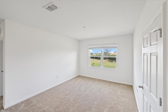 empty room featuring light colored carpet and a textured ceiling