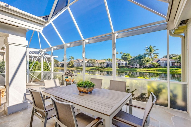 view of patio / terrace featuring a water view