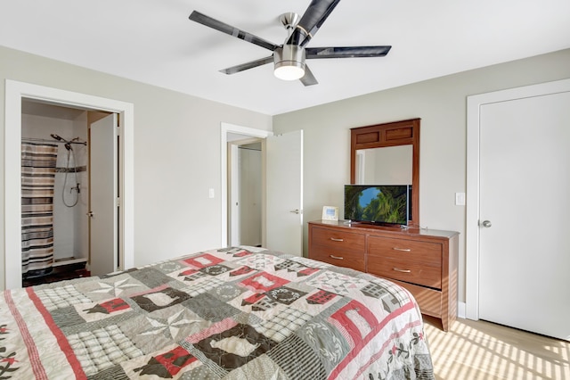 bedroom featuring ceiling fan