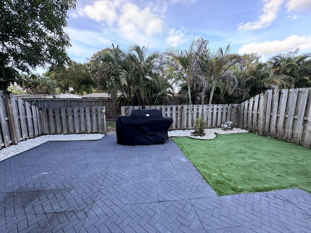 view of patio featuring grilling area