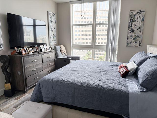 bedroom featuring light hardwood / wood-style floors