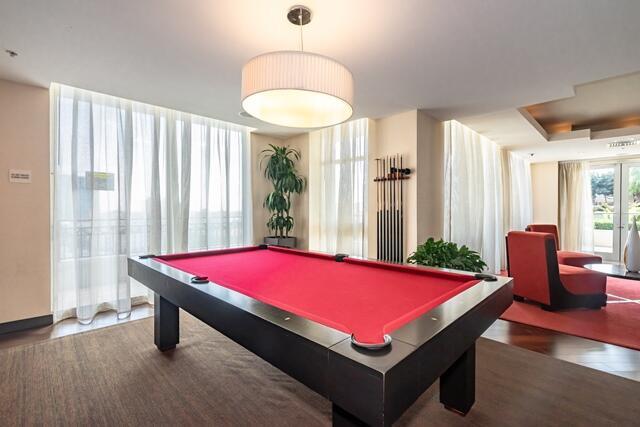 rec room featuring dark hardwood / wood-style flooring and pool table