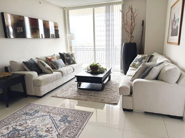 view of tiled living room