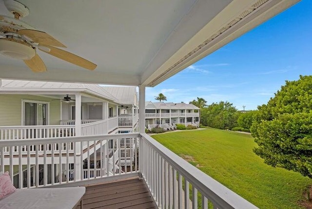 balcony with ceiling fan