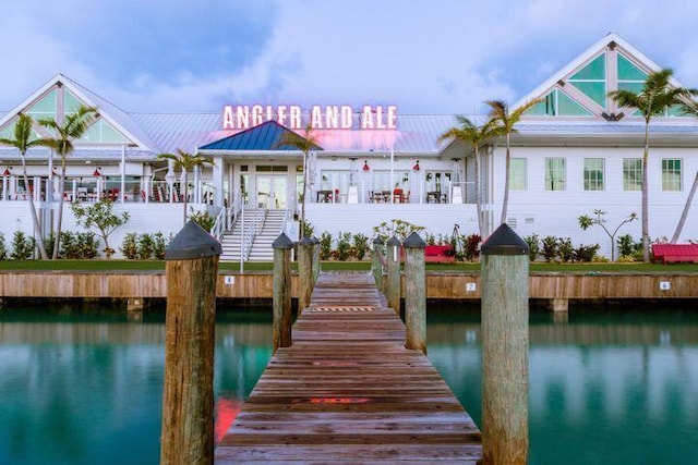 view of dock featuring a water view