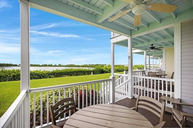 balcony with ceiling fan