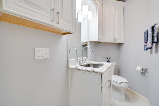 interior space with tile patterned floors, vanity, and toilet