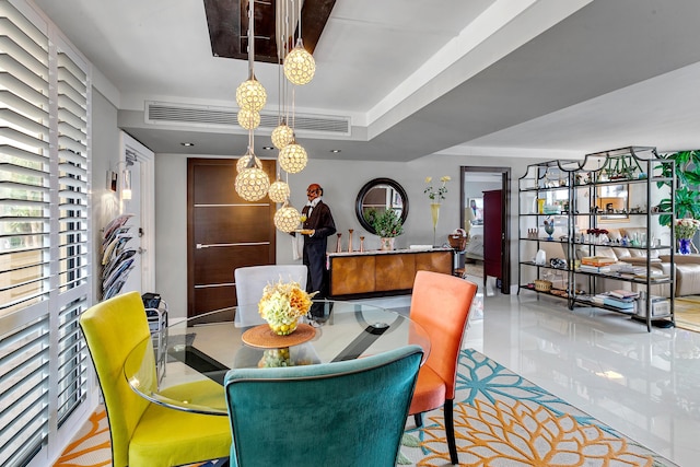 dining room with light tile patterned flooring