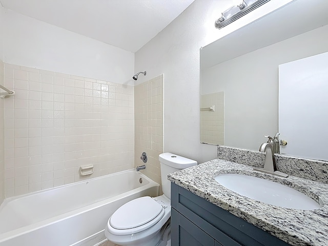 full bathroom featuring toilet, shower / washtub combination, and vanity