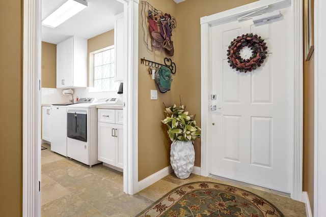 interior space with separate washer and dryer