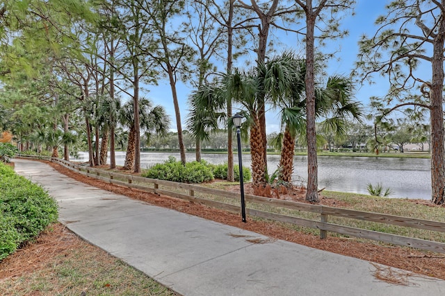 view of community featuring a water view