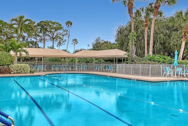 community pool with fence