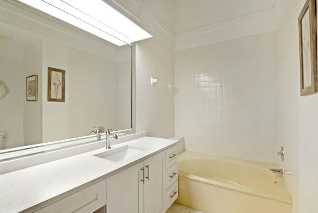 bathroom with shower / bathtub combination and vanity