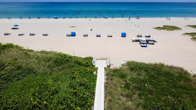 view of water feature with a view of the beach