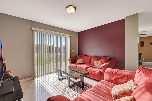 view of tiled living room