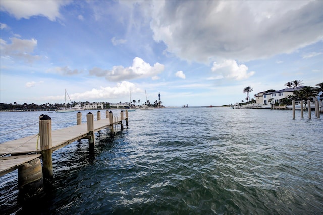 dock area featuring a water view