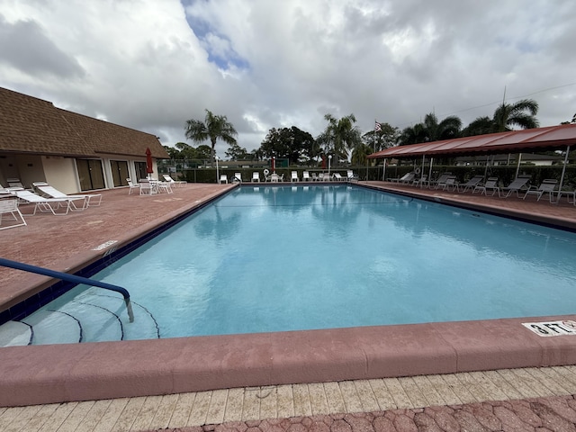 view of pool featuring a patio area