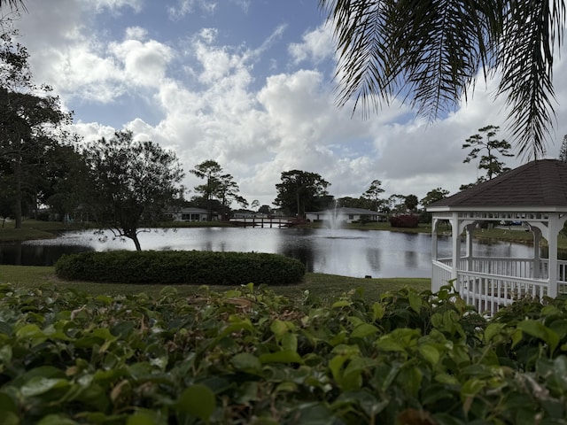 water view featuring a gazebo