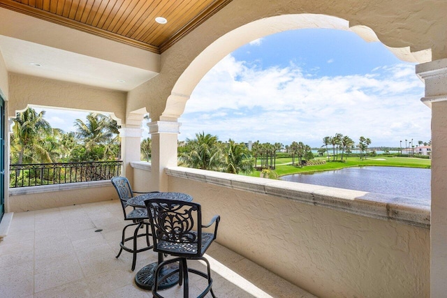 balcony with a water view