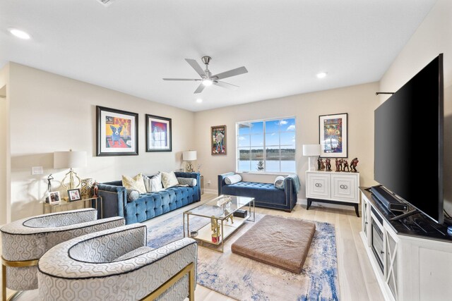 empty room with light tile patterned floors and ceiling fan