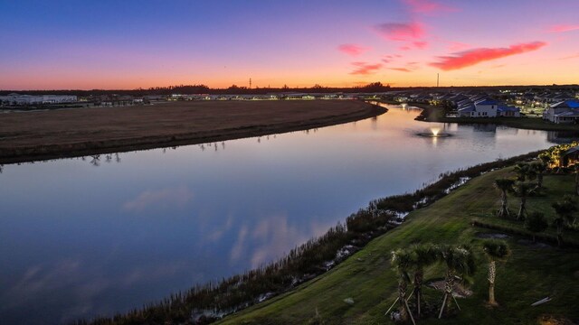 view of yard with a water view