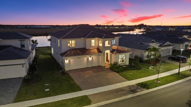 exterior space featuring a water view