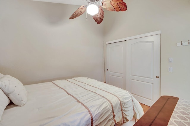 bedroom with a closet and ceiling fan