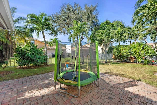 view of patio with a trampoline