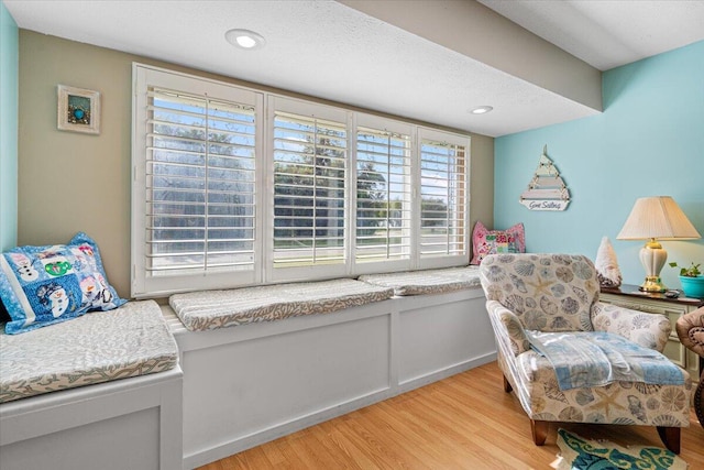 living area featuring light hardwood / wood-style flooring