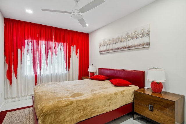 bedroom featuring ceiling fan