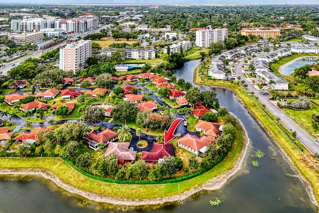 bird's eye view featuring a water view