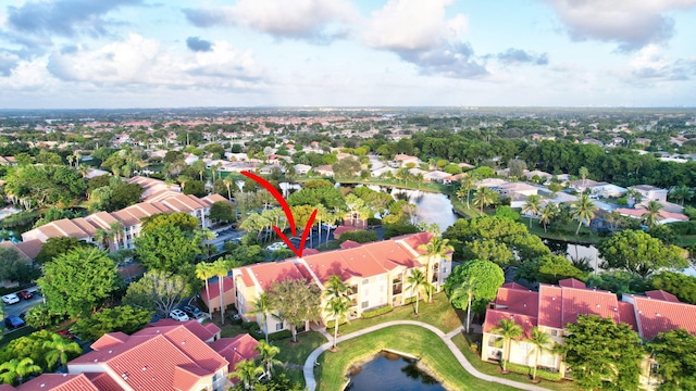 bird's eye view featuring a water view