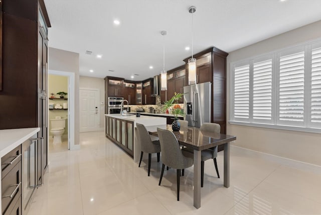 dining room with light tile patterned floors