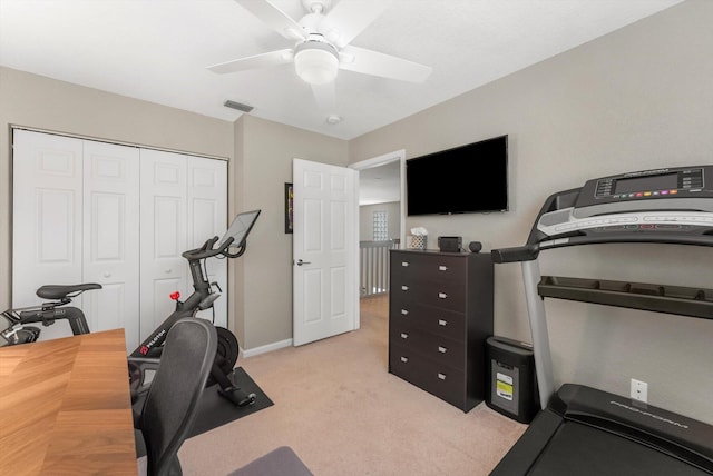 interior space featuring ceiling fan