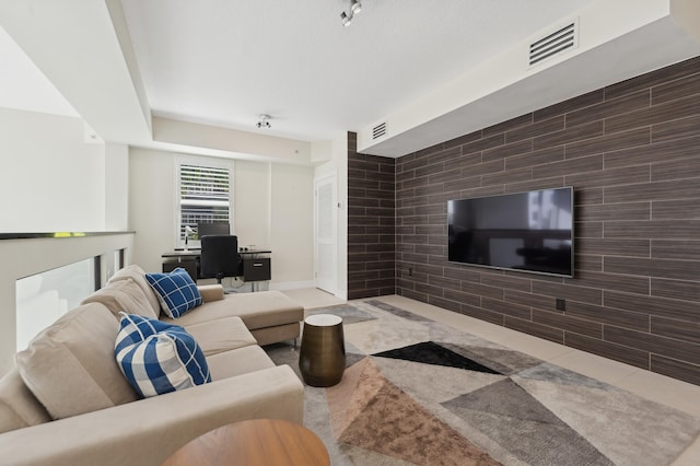 view of tiled living room