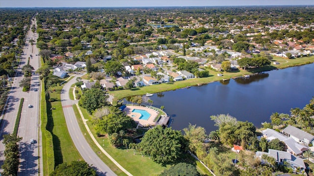 bird's eye view featuring a water view