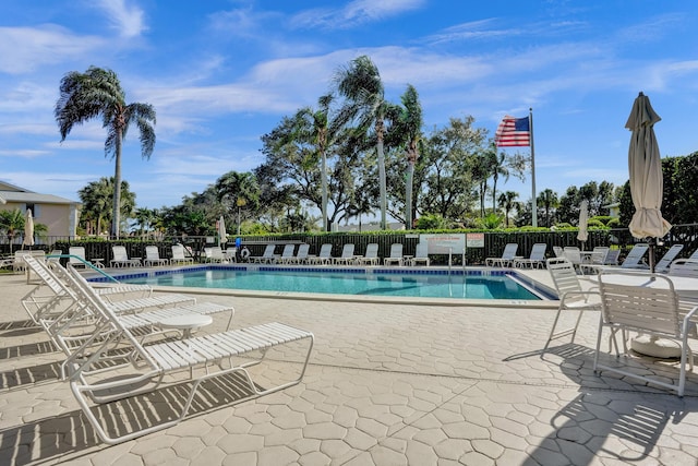 view of pool featuring a patio area