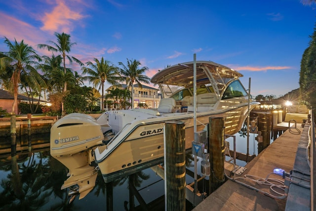 dock area with a water view