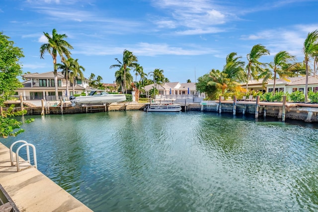 dock area featuring a water view