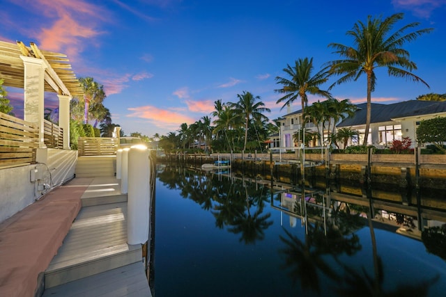 dock area featuring a water view