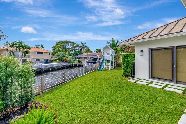 property view of water with a beach view