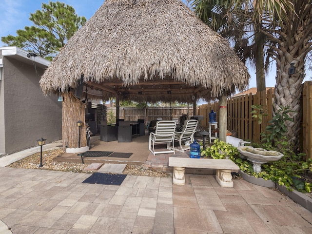 view of patio / terrace featuring a gazebo