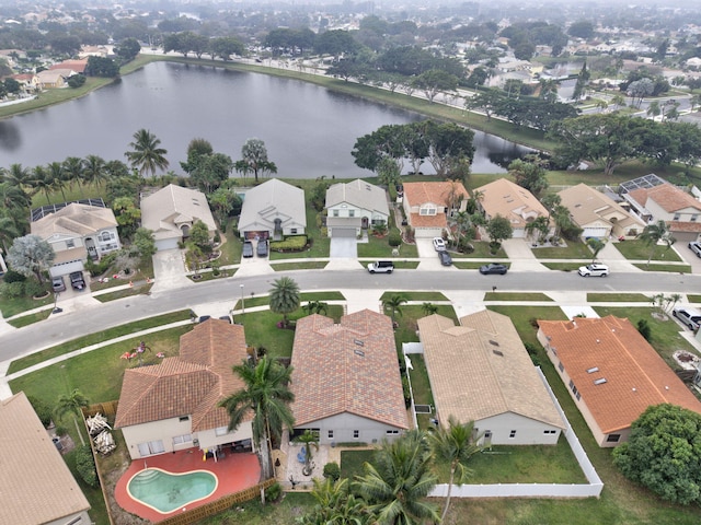 bird's eye view featuring a water view