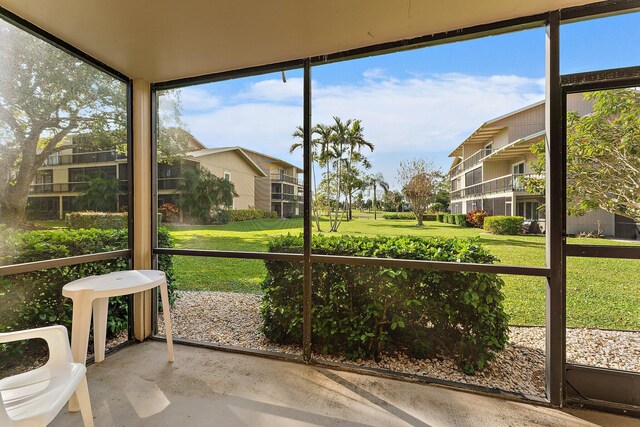 view of unfurnished sunroom