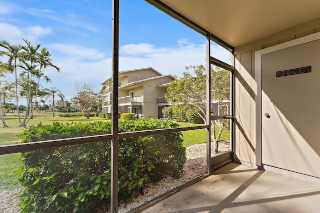 view of unfurnished sunroom