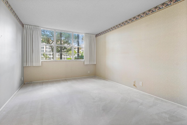 carpeted empty room featuring expansive windows