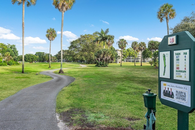 view of home's community with a lawn